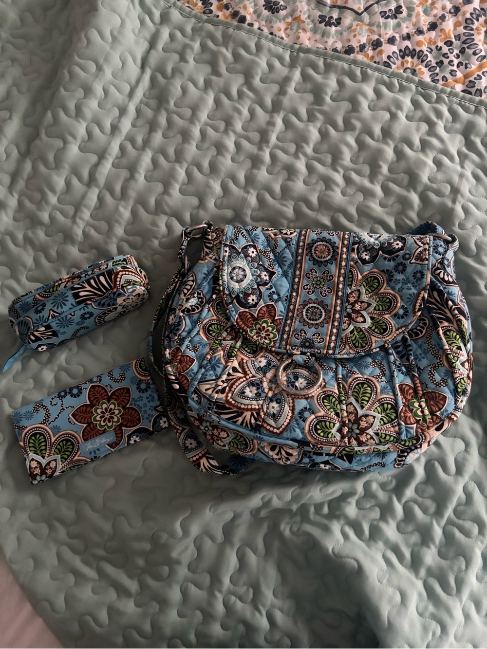 Vera Bradley Patterned Quilted Shoulder Bag in Light Blue